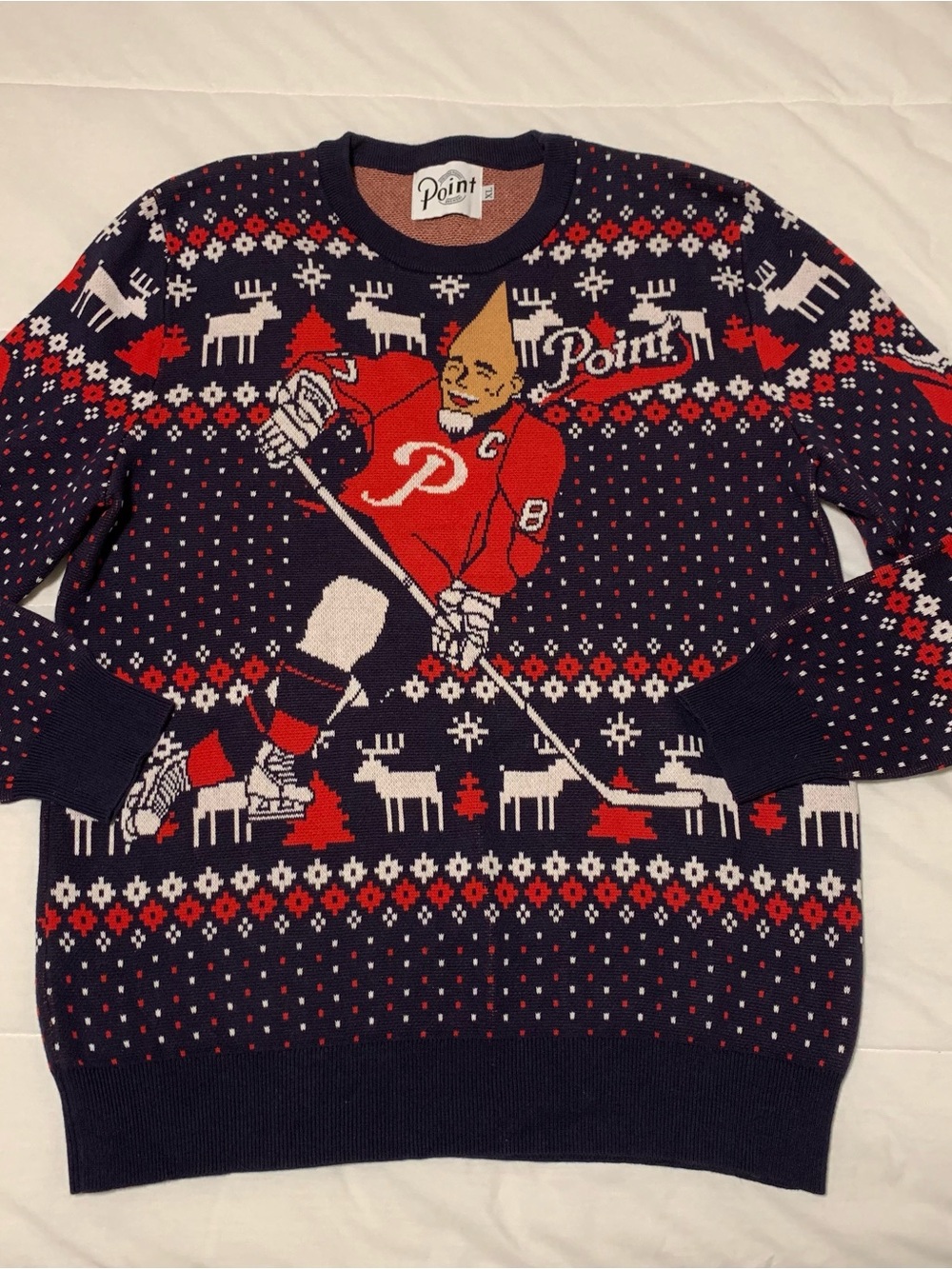 Point Brewery Hoilday Sweater Size XL Hockey Beer Party Cotton Crew Christmas